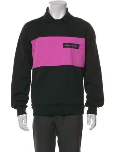 Pre-owned Supreme Colorblock Pattern Collar Sweatshirt In Black