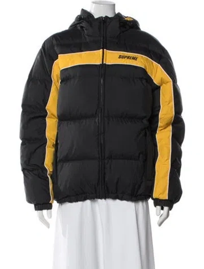 Pre-owned Supreme Colorblock Pattern Down Jacket In Black