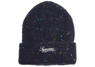 Pre-owned Supreme Colored Speckle Beanie In Navy Blue