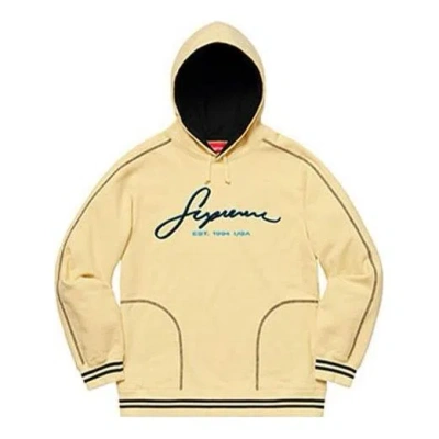 Supreme Contrast Embroidered Hooded Sweatshirt 'yellow Navy'