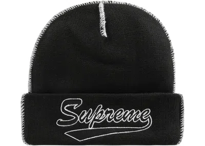 Pre-owned Supreme Contrast Stitch Beanie (fw22) In Black