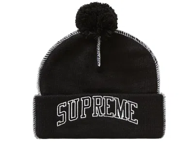 Pre-owned Supreme Contrast Stitch Beanie In Black