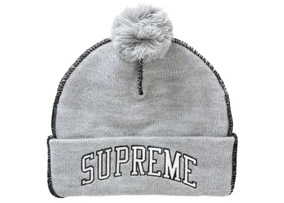 Pre-owned Supreme Contrast Stitch Beanie In Heather Grey