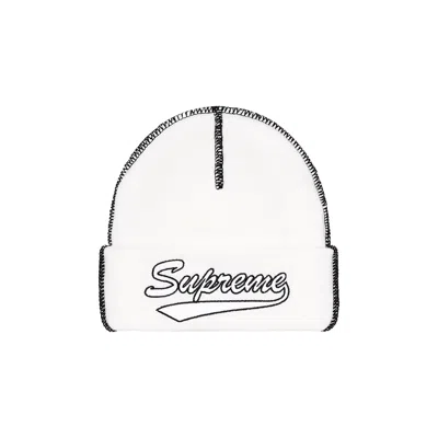 Pre-owned Supreme Contrast Stitch Beanie 'white'