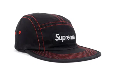 Pre-owned Supreme Contrast Stitch Camp Cap (ss18) In Black