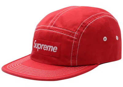 Pre-owned Supreme Contrast Stitch Camp Cap (ss18) In Red
