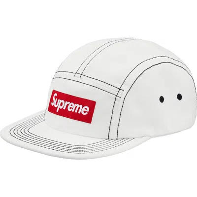 Pre-owned Supreme Contrast Stitch Camp Cap (ss18) In White