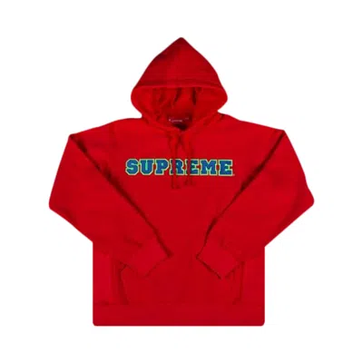 Pre-owned Supreme Cord Collegiate Hooded Sweatshirt 'red' | Men's Size L