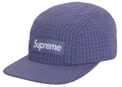 Pre-owned Supreme Cordura Plaid Camp Cap In Blue