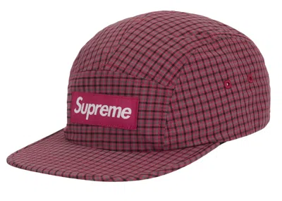Pre-owned Supreme Cordura Plaid Camp Cap In Red