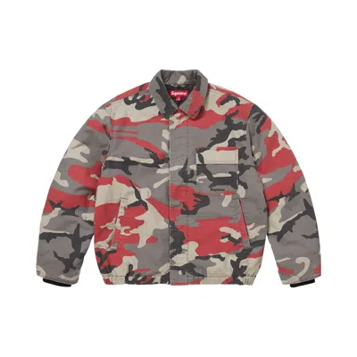 Pre-owned Supreme Cordura Twill Utility Jacket 'red Camo' | Men's Size S