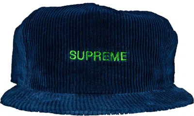 Pre-owned Supreme Corduroy 5 Panel Cap In Navy Blue