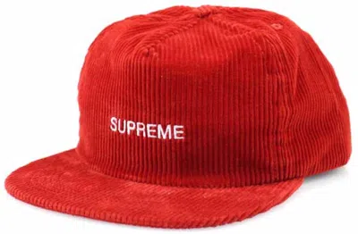 Pre-owned Supreme Corduroy 5 Panel Cap In Red