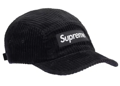 Pre-owned Supreme Corduroy Camp Cap Cap (ss22) In Black