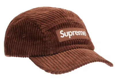 Pre-owned Supreme Corduroy Camp Cap Cap (ss22) In Brown