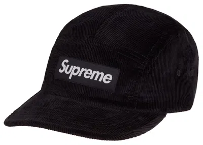 Pre-owned Supreme Corduroy Camp Cap (fw22) In Black