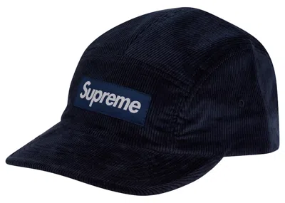 Pre-owned Supreme Corduroy Camp Cap (fw22) In Navy Blue