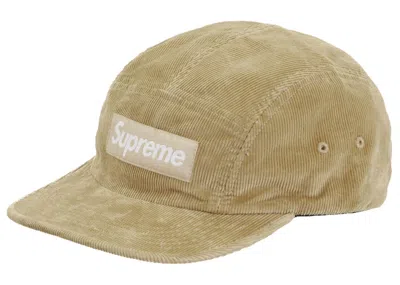 Pre-owned Supreme Corduroy Camp Cap (fw23) Tan In Beige