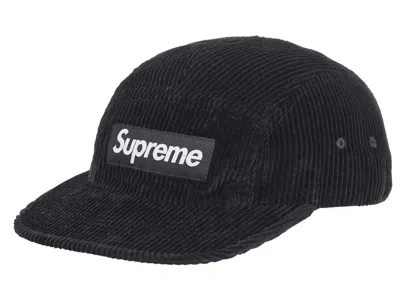 Pre-owned Supreme Corduroy Camp Cap (fw25) In Black