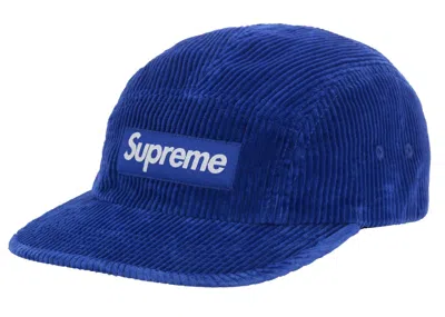 Pre-owned Supreme Corduroy Camp Cap (fw25) In Blue