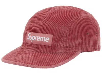 Pre-owned Supreme Corduroy Camp Cap (fw25) In Coral In Orange