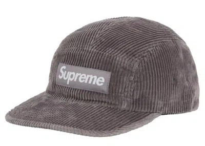 Pre-owned Supreme Corduroy Camp Cap (fw25) In Grey In Gray