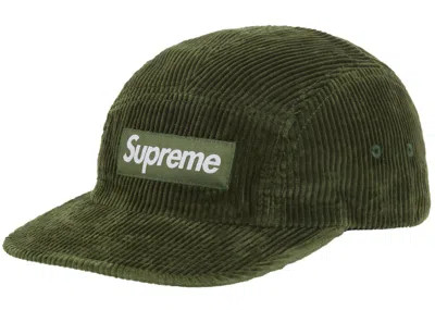 Pre-owned Supreme Corduroy Camp Cap (fw25) In Olive In Green