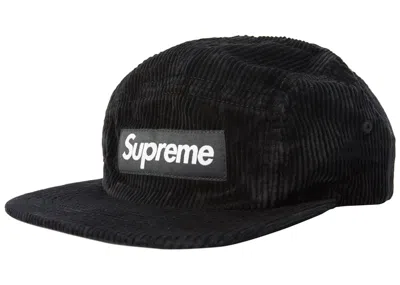 Pre-owned Supreme Corduroy Camp Cap (ss18) In Black