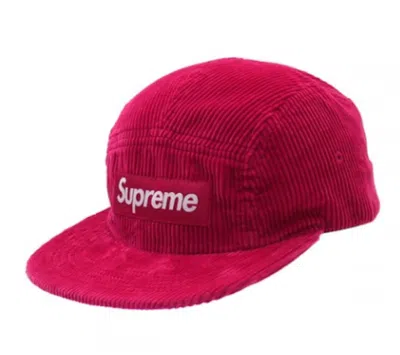 Pre-owned Supreme Corduroy Camp Cap (ss18) In Dark Magenta In Purple