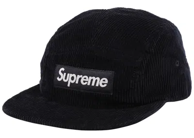 Pre-owned Supreme Corduroy Camp Cap (ss18) In Navy Blue