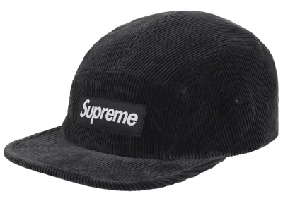 Pre-owned Supreme Corduroy Camp Cap (ss25) In Black