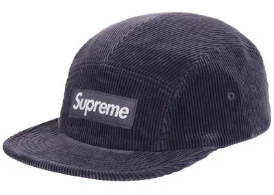 Pre-owned Supreme Corduroy Camp Cap (ss25) In Navy Blue