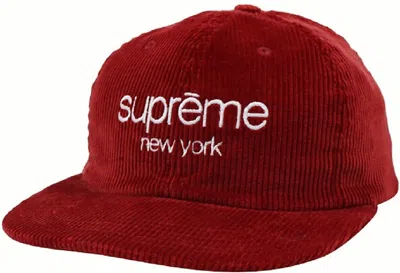 Pre-owned Supreme Corduroy Classic Logo 6 Panel Cap In Burgundy