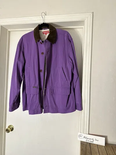 Pre-owned Supreme Corduroy Collar Barn Coat In Purple