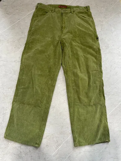 Pre-owned Supreme Corduroy Double Knee Pants 32 In Green