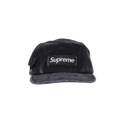 Pre-owned Supreme Corduroy Pocket Camp Cap 'black'
