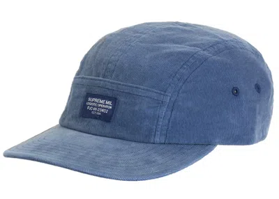 Pre-owned Supreme Corduroy Pocket Camp Cap In Blue