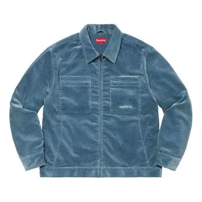 Supreme Corduroy Zip Jacket 'teal' In Blue