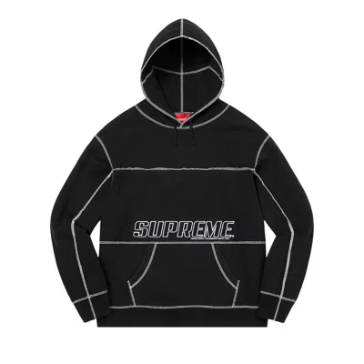 Pre-owned Supreme Coverstitch Hooded Sweatshirt 'black' | Men's Size L