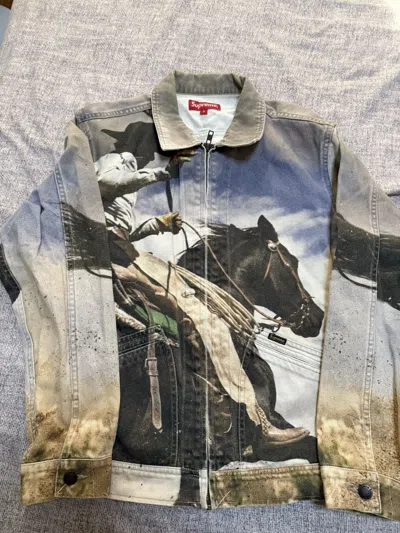 Pre-owned Supreme Cowboy Jacket Denim Trucker Work Jacket In Multi