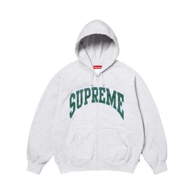 Pre-owned Supreme Cracked Raglan Zip Up Hooded Sweatshirt 'ash Grey' | Men's Size Xl In Gray