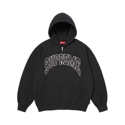 Pre-owned Supreme Cracked Raglan Zip Up Hooded Sweatshirt 'black' | Men's Size Xl