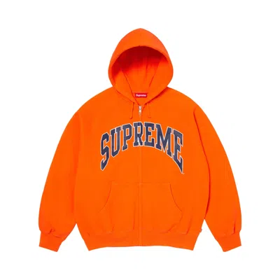 Pre-owned Supreme Cracked Raglan Zip Up Hooded Sweatshirt 'dark Orange' | Men's Size L