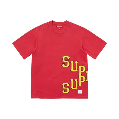Pre-owned Supreme Cracked Spellout Short-sleeve Top 'washed Red' | Men's Size S