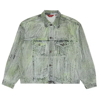 Pre-owned Supreme Crackle Denim Trucker Jacket 'multicolor' In Multi-color
