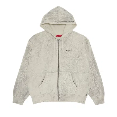 Pre-owned Supreme Crackle Zip Up Hooded Sweatshirt 'natural' In Tan