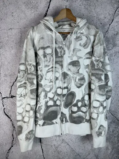 Pre-owned Supreme Crazy Y2k Affliction Style Skeleton Skull Zip Up Hoodie In White