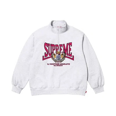 Pre-owned Supreme Crest Appliqué Half Zip Pullover 'ash Grey' | Men's Size S In Gray