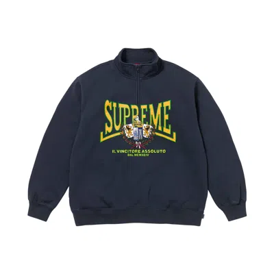 Pre-owned Supreme Crest Appliqué Half Zip Pullover 'navy' | Blue | Men's Size Xl