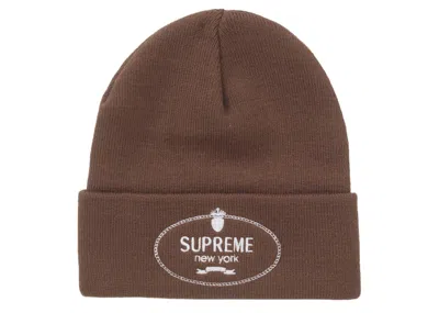 Pre-owned Supreme Crest Beanie In Brown